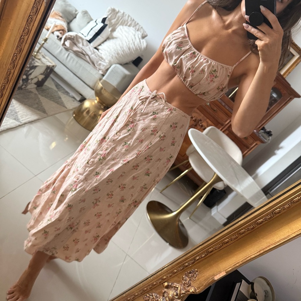 Reformation Kamren Linen Two-Piece Skirt Set - Picture 2 of 7